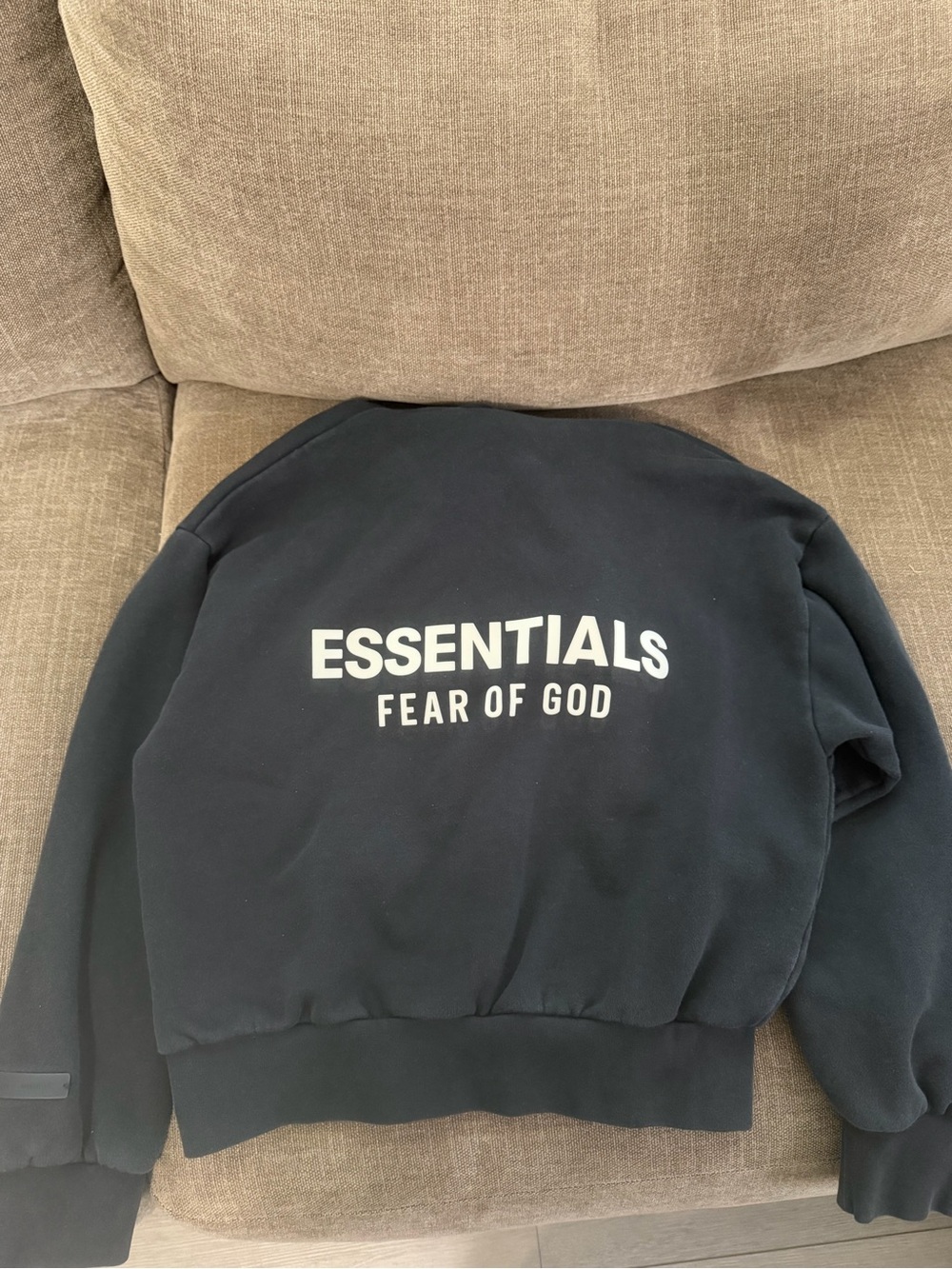 Fear of God Essentials Black Crewneck Sweatshirt with White Logo